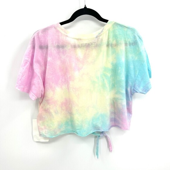 NWT MOUCHETTE Sample Rainbow Tie Dye Front Tie Festival Crop Top Size Medium - Picture 2 of 4